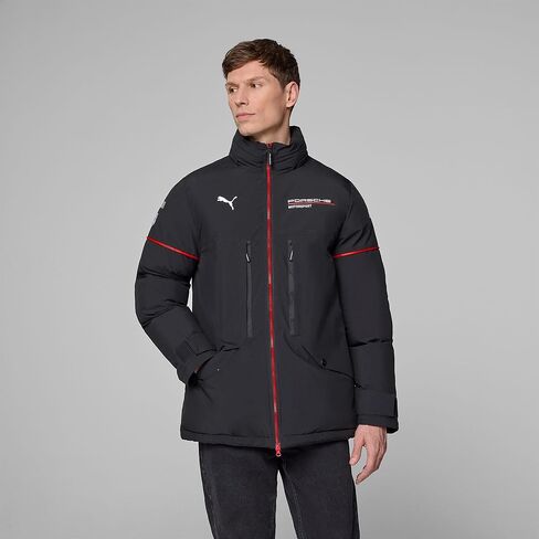جاكيت شتوي لفريق PUMA Porsche Motorsport للرجال مع جسم وأكمام وغطاء رأس مبطن - أسود in Saudi Arabia