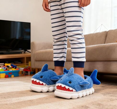 Kids Shark Slippers for Toddlers Boys Girls,Fuzzy Warm Winter Indoor Slippers with Non-Slip Sole,Christmas & New Year Gift for Little Shark Lovers. in Kuwait