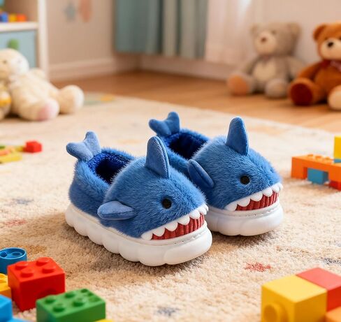 Kids Shark Slippers for Toddlers Boys Girls,Fuzzy Warm Winter Indoor Slippers with Non-Slip Sole,Christmas & New Year Gift for Little Shark Lovers. in Kuwait