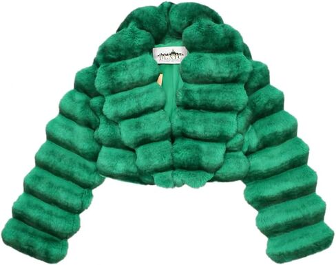 Luxury Chinchilla Faux Fur Jacket for Women, Cropped Puffer Style, Women's Winter Outerwear Jacket in Saudi Arabia