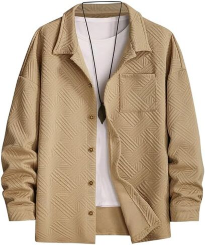 ZAFUL Men's Solid Color Flap Pocket Single Breasted Woolen Blend Coat Turn Down Collar Long Sleeve Jacket in Saudi Arabia