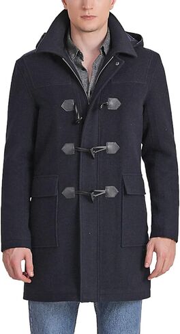 Landing Leathers Men Mason Wool Blend Single Breasted Walking Toggle Duffle Coat with Hood (Also available in Big and Tall) in Saudi Arabia