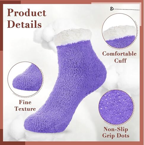 Taiyin 50 Pairs Bulk Fuzzy Socks with Grips Non Slip Fluffy Slipper Socks Winter Warm Plush Sleep Soft Christmas Gifts in Saudi Arabia