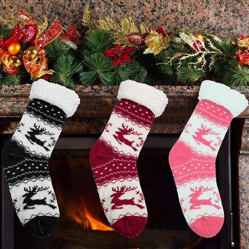 Syhood 3 Pairs Winter Sherpa Lined Socks Women Fleece Fuzzy Slipper Socks Winter Soft Warm Stockings Gift in Saudi Arabia