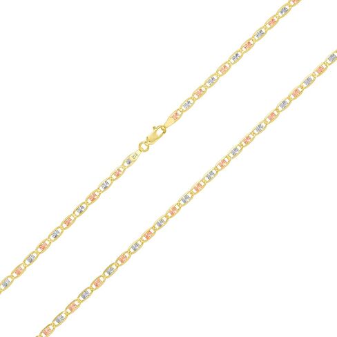 Nuragold 10k ريال أصفر وردي أبيض ذهب صلب فالنتينو 3 مم مرساة سلسلة ربط سوار أو خلخال (7 "-9") مجوهرات إيطالية للرجال والنساء in Kuwait