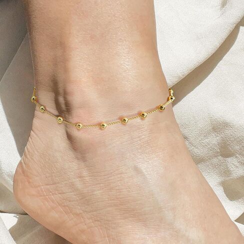 14K Gold Anklets for Women Gold Ankle Bracelets for Women Cross Ankle Bracelets for Womens Anklet Beads Virgin Mary and Cross Charm Beaded Anklets for Womens in Saudi Arabia