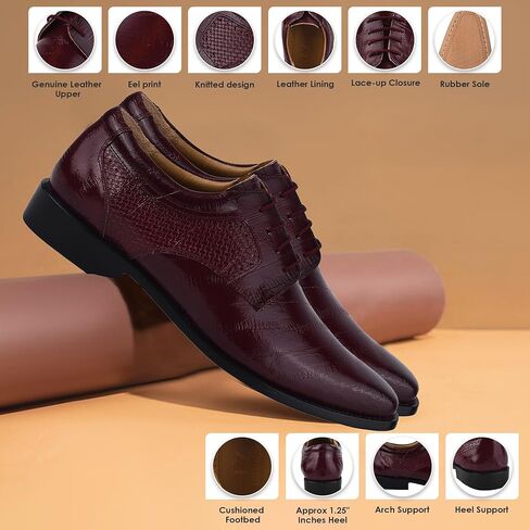 LIBERTYZENO Mens EEL Print Knitted Design Genuine Leather Adults Lace Up Oxford Dress Shoes for Christmas in Saudi Arabia