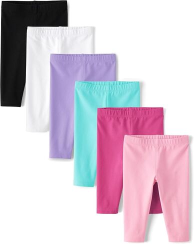 The Children's Place,Baby Girls,and Toddler Multipack Capri Leggings,Popsicle/Pink/Striped/Yellow 4-Pack,5 Years in Kuwait