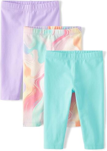 The Children's Place,Baby Girls,and Toddler Multipack Capri Leggings,Popsicle/Pink/Striped/Yellow 4-Pack,5 Years in Kuwait