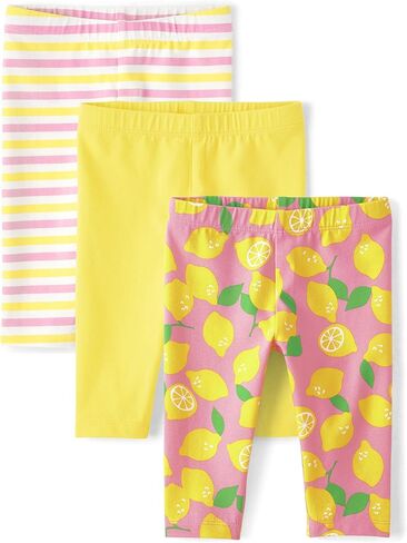 The Children's Place,Baby Girls,and Toddler Multipack Capri Leggings,Popsicle/Pink/Striped/Yellow 4-Pack,5 Years in Kuwait