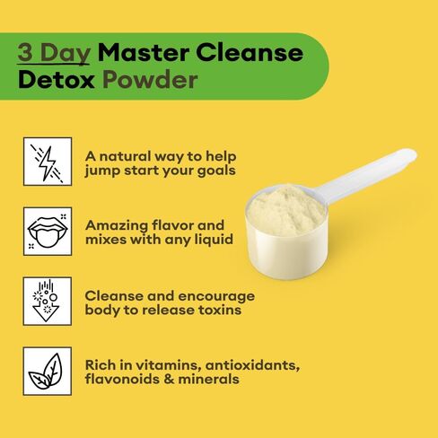 Grass Root Naturals Master Cleanse Detox Powder- Lemonade Detox 3-Day Plant-Based Supplement with Lemon, Maple Syrup, and Cayenne Diet, 6.34oz Container in Saudi Arabia