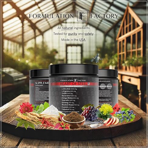 Formulation Factory Heart of Steel: 10-in-1 Metabolic Maximizer Nitric Oxide Supplement, Blood Pressure Support, L Arginine, L Citrulline Natural Pre-Workout: Energy Management 120 Count in Saudi Arabia