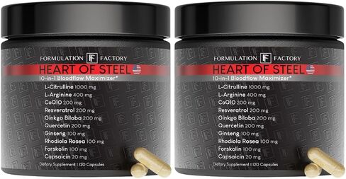 Formulation Factory Heart of Steel: 10-in-1 Metabolic Maximizer Nitric Oxide Supplement, Blood Pressure Support, L Arginine, L Citrulline Natural Pre-Workout: Energy Management 120 Count in Saudi Arabia