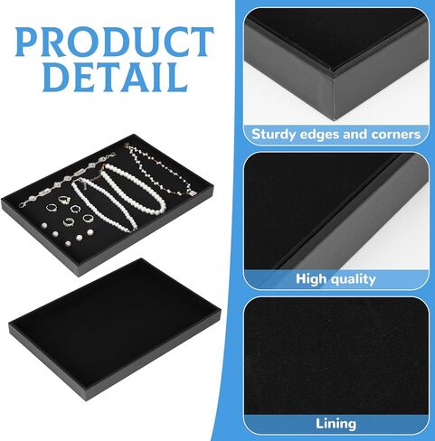 10 Pcs Velvet Stackable Jewelry Tray Showcase Display Jewelry Organizer Tray for Drawers Countertop, Empty Plate for Necklace, Ring, Bracelet Organizing, and Earring Storage Display (Black) in Kuwait