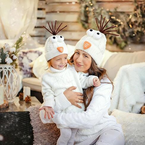 Snowman Beanie Hat Cute Funny Snowman Knit Hat with Carrot Nose Googly Eyes Winter Pom Poms Cap Halloween Christmas Cosplay Accessory for Holiday Carnival Party in Saudi Arabia