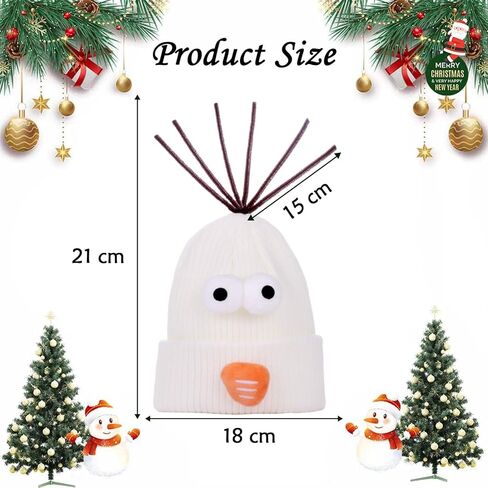 Snowman Beanie Hat Cute Funny Snowman Knit Hat with Carrot Nose Googly Eyes Winter Pom Poms Cap Halloween Christmas Cosplay Accessory for Holiday Carnival Party in Saudi Arabia