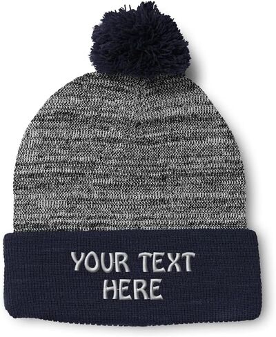 Custom Pom Pom Beanies for Women Custom Embroidered Skull Cap Winter Hats for Men Acrylic One Size in Saudi Arabia