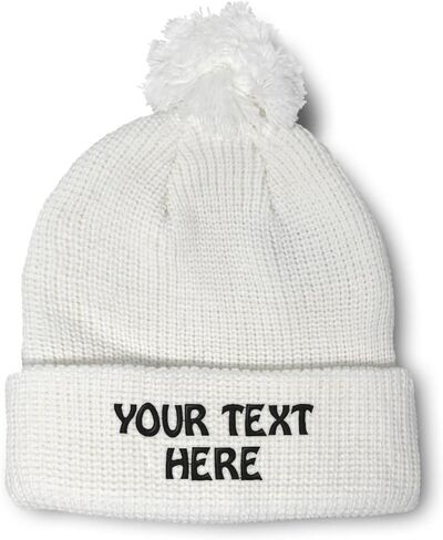 Custom Pom Pom Beanies for Women Custom Embroidered Skull Cap Winter Hats for Men Acrylic One Size in Saudi Arabia