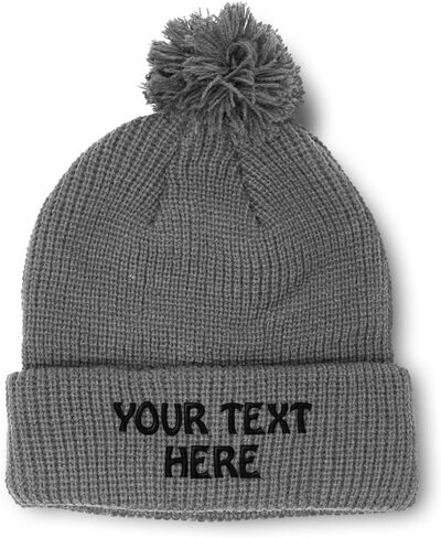 Custom Pom Pom Beanies for Women Custom Embroidered Skull Cap Winter Hats for Men Acrylic One Size in Saudi Arabia