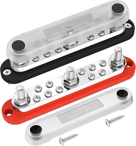 DaierTek 300A Bus Bar 12V Marine 12V Power Distribution Block with Cover 6 x 3/8" (M10) Terminal Studs Max 300V AC 48V DC Positive & Ground Busbar for Automotive Car Boat in Saudi Arabia