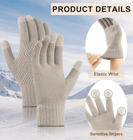 YSense Winter Gloves Women Warm Touch Screen Gloves for Cold Weather Soft Comfy Thermal Fleece Lined Knit Gloves In Outdoor in Saudi Arabia
