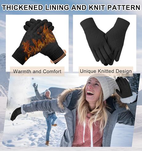 YSense Winter Gloves Women Warm Touch Screen Gloves for Cold Weather Soft Comfy Thermal Fleece Lined Knit Gloves In Outdoor in Saudi Arabia