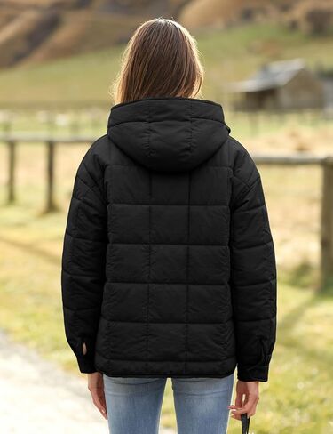 Bianstore Womens Oversized Splice Quilted Lightweight Hooded Puffer Jacket Casual Padded Coat in Saudi Arabia