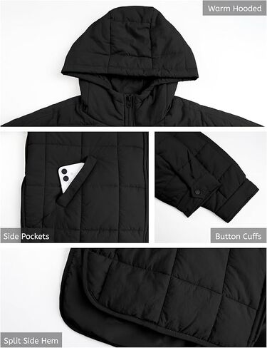 Bianstore Womens Oversized Splice Quilted Lightweight Hooded Puffer Jacket Casual Padded Coat in Saudi Arabia