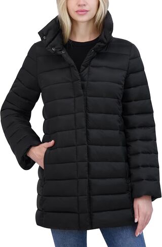 TAHARI womens Melody Mid-length Quilted Puffer Coat, Winter Quilted Jacket in Saudi Arabia