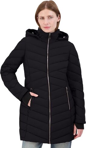 Nautica womens Stretch Quilted Puffer Jacket– Winter Coat With Detachable Hood & Storm Cuffs in Saudi Arabia