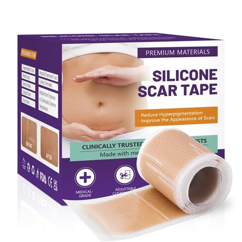 شريط الندبات للندبات الجراحية - أوراق الندبات المصنوعة من السيليكون الطبي وشريط الندبات لإزالة الجدرة، واستعادة القسم C، وشد البطن، وعلامات الحروق أو الإصابة، وشرائط السيليكون الناعمة القابلة لإعادة الاستخدام (1.6 بوصة × 60 بوصة) in Kuwait