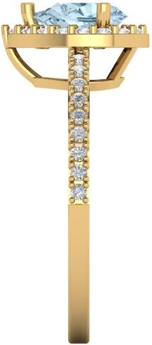 1.32 ct Pear Cut Natural Aquamarine 18K Rose Gold Halo Solitaire with Accents Wedding Engagement Bridal Promise Ring in Saudi Arabia