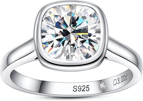 مجموعة مويسانيتي مدي خواتم الخطبة 3 قيراط مستديرة / وسادة / قلب / قطع بيضاوية D اللون VVS1 S925 خواتم وعد الزفاف من الفضة الاسترليني للنساء مع شهادة هدية أنيقة معبأة in Kuwait