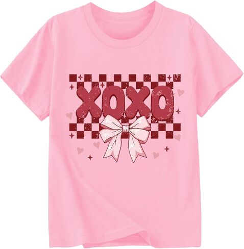 Valentine Shirts Kids Cute Girl Love Hearts Vday Tees Cotton Long Sleeve Tshirts 3-13T in Saudi Arabia