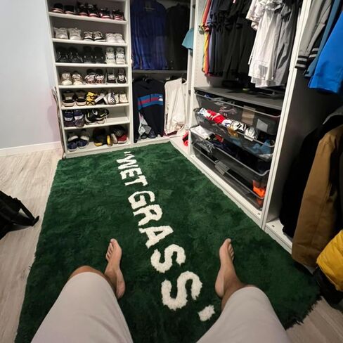WET GRASS Rug - Green Grass Classic Handmade Flocked Area Rug - Hypebeast Home Decor Carpet - 4 * 5.3ft (120 * 160cm) Apartment Living Room/Home Office/Nursery Centerpiece - Artistic Premium Floor Mat in Saudi Arabia