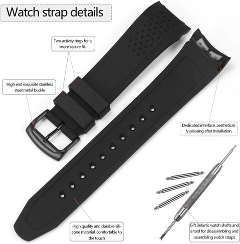23mm Curved End Replacement Band Compatible with Citizen Eco-Drive Weekender Men's Sport Strap AW1158-05L AW1150-07E Silicone Rubber Replacement Wirstband in Saudi Arabia