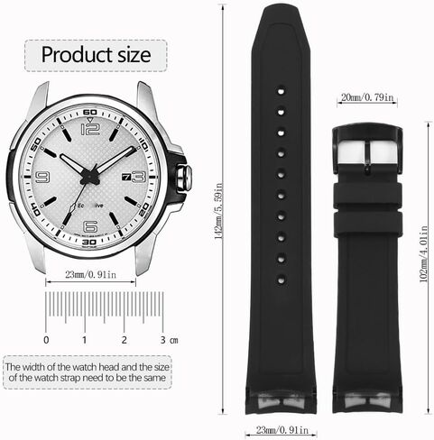 23mm Curved End Replacement Band Compatible with Citizen Eco-Drive Weekender Men's Sport Strap AW1158-05L AW1150-07E Silicone Rubber Replacement Wirstband in Saudi Arabia