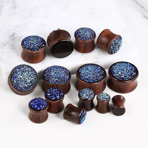 Gauge Expander, 2PCS Wooden Ear Tunnel Plug Double Flared Stone Ear Gauges Flesh Tunnels Stretcher Piercings Expanders 0g-3/4 Inch(8mm-20mm) in Kuwait