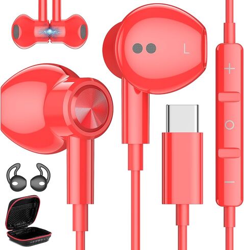 سماعات رأس USB C لهاتف Samsung S24+ S24 Ultra 23، سماعات أذن من النوع C مع ميكروفون للتحكم في مستوى الصوت المغناطيسي HiFi سماعات أذن سلكية ستيريو لهاتف Galaxy A53 S21 S20 FE Flip 5 Fold 4 Pixel 8 7 Pro 6 Android Phone in Kuwait