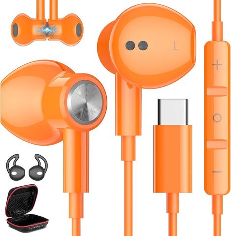 سماعات رأس USB C لهاتف Samsung S24+ S24 Ultra 23، سماعات أذن من النوع C مع ميكروفون للتحكم في مستوى الصوت المغناطيسي HiFi سماعات أذن سلكية ستيريو لهاتف Galaxy A53 S21 S20 FE Flip 5 Fold 4 Pixel 8 7 Pro 6 Android Phone in Kuwait
