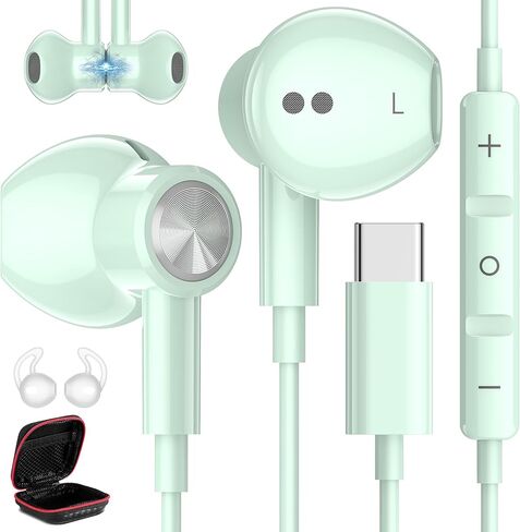 سماعات رأس USB C لهاتف Samsung S24+ S24 Ultra 23، سماعات أذن من النوع C مع ميكروفون للتحكم في مستوى الصوت المغناطيسي HiFi سماعات أذن سلكية ستيريو لهاتف Galaxy A53 S21 S20 FE Flip 5 Fold 4 Pixel 8 7 Pro 6 Android Phone in Kuwait