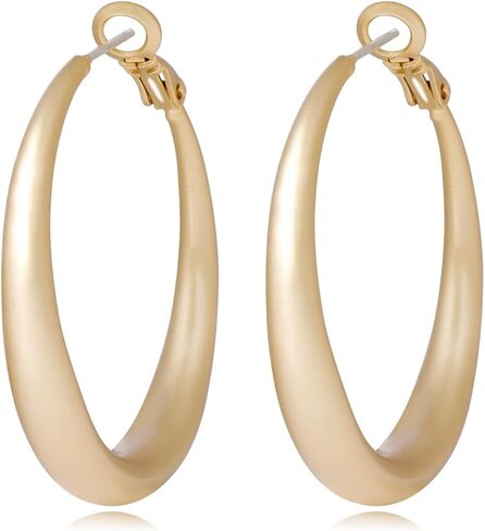 أقراط دائرية ذهبية للنساء، شكل الطوق الملتوي المناسب مصنوع من مادة مطلية بالذهب ودبابيس فضية S925 فاخرة وأنيقة ونمط فريد وبسيط in Kuwait