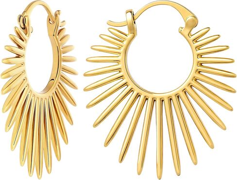 Statement Gold Earrings for Women - 18K Real Gold Plated Trendy Hoop Earrings Non Tarnish Hypoallergenic Gold Jewelry for Womens Fashion Big Earings for Woman in Saudi Arabia