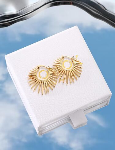Statement Gold Earrings for Women - 18K Real Gold Plated Trendy Hoop Earrings Non Tarnish Hypoallergenic Gold Jewelry for Womens Fashion Big Earings for Woman in Saudi Arabia