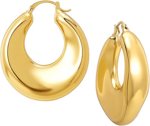Statement Gold Earrings for Women - 18K Real Gold Plated Trendy Hoop Earrings Non Tarnish Hypoallergenic Gold Jewelry for Womens Fashion Big Earings for Woman in Saudi Arabia