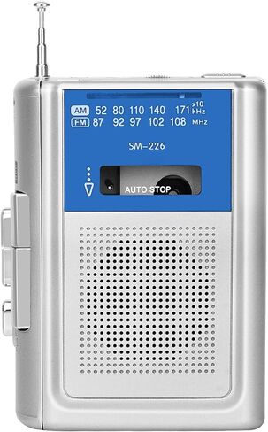 جهاز تسجيل مشغل كاسيت Walkman وراديو AM FM ومشغل/مسجل شريط كاسيت مع مكبر صوت مدمج ومقبس سماعة الأذن، الطاقة عن طريق التيار المستمر أو البطارية in Saudi Arabia