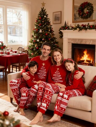 Matching Christmas Pjs For Family Christmas Family Set Family Christmas Matching Sets Family Sleepwear Pajamas in Saudi Arabia