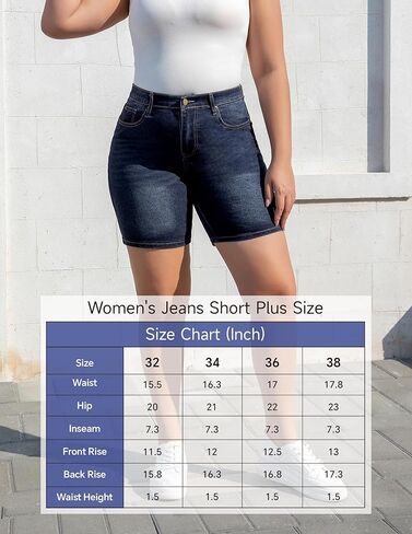 Women’s Plus Size High Waist Jean Shorts Stretch Fit Bermuda Shorts Denim Shorts for Summer in Saudi Arabia