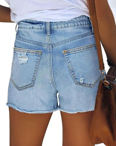 MIFOCAL Womens Mid Rise Casual Cutoff Denim Shorts Distressed Stretchy Ripped Jean Shorts in Saudi Arabia