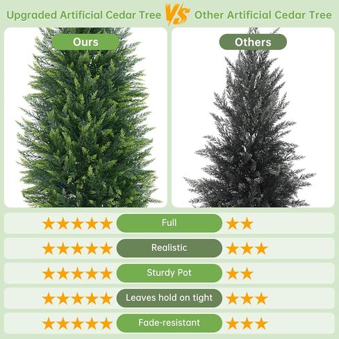 4FT Artificial Cedar Topiary Tree with Pot, Set of 2 Fake Evergreen Tree for Indoor Home Christmas Decor Outdoor Garden Porch Decor in Saudi Arabia